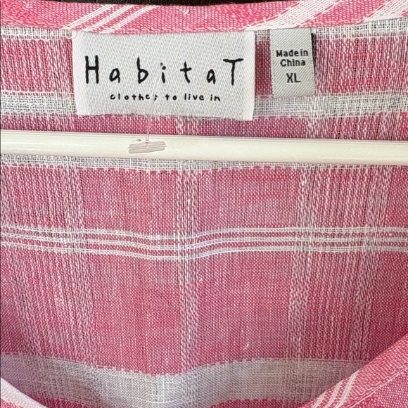 NWOT Habitat Linen Asymmetric Hem Top Red White Size XL - Picture 3 of 9